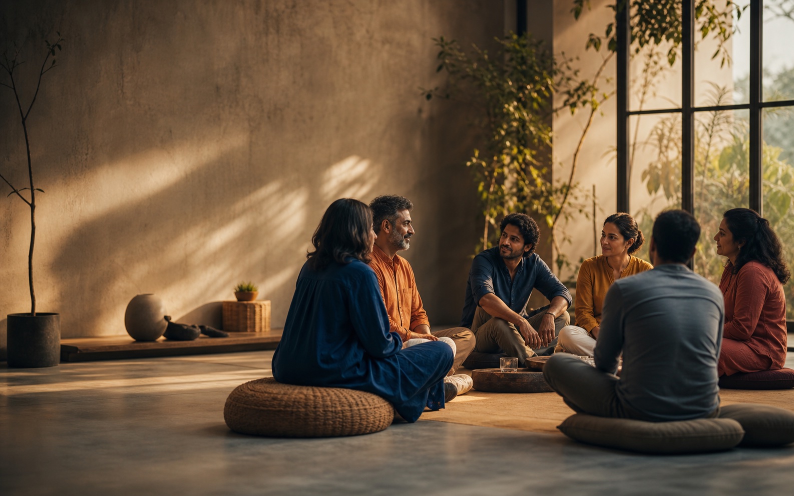 A small Soul Raksha workshop circle in a warm Bengaluru studio